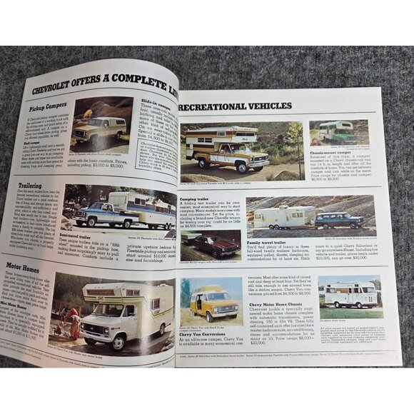 Chevrolet 1973 Recreational Vehicles Sales Brochure Vintage Promo Advertising - Picture 3 of 5